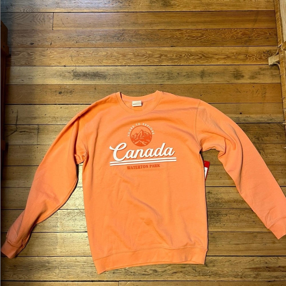 Orange Crewneck Sweater with Retro Script